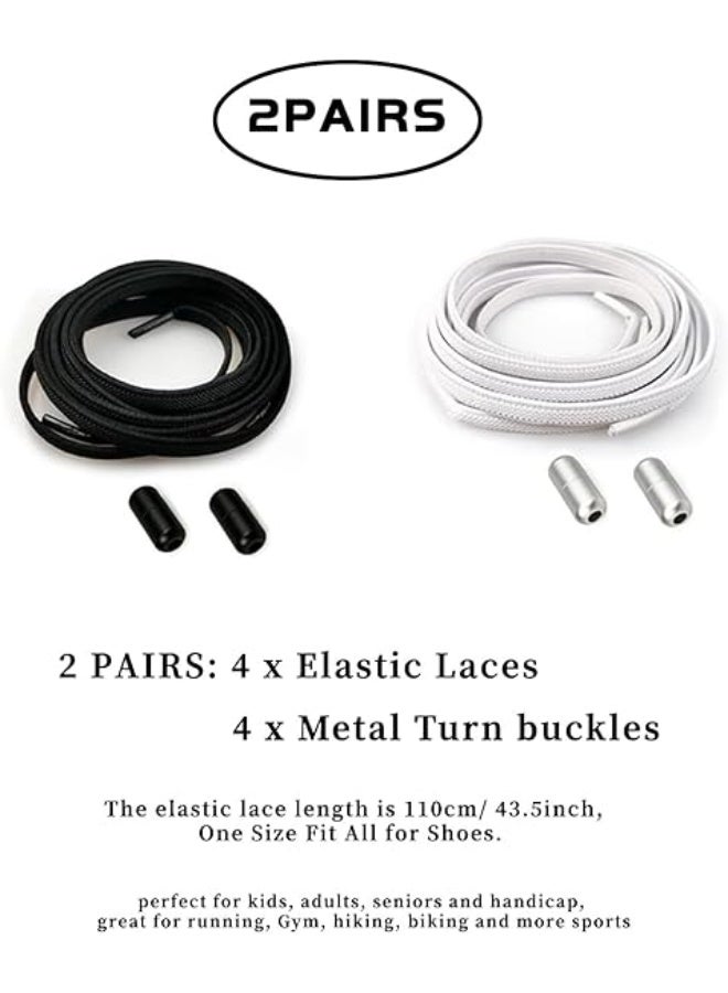 2 Pairs Elastic No Tie Shoe Laces for Adults and Kids Shoes, Tieless Flat Shoelaces for Sneakers - Image 2